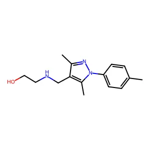 2-({[3,5-dimethyl-1-(4-methylphenyl)-1H-pyrazol-4-yl]methyl}amino)ethanol structure
