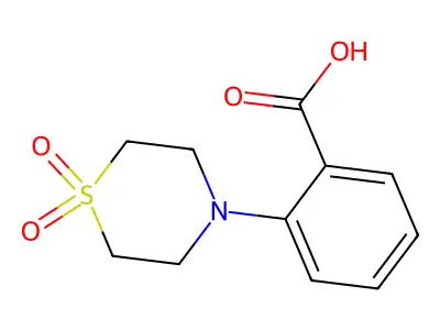 2-(1,1-Dioxo-1lambda~6~,4-thiazinan-4-yl)-benzenecarboxylic acid structure