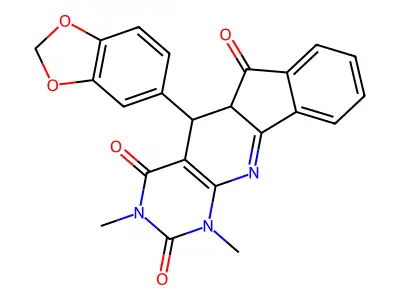 5-(1,3-benzodioxol-5-yl)-1,3-dimethyl-5,5a-dihydro-1H-indeno[2',1':5,6]pyrido[2,3-d]pyrimidine-2,4,6(3H)-trione structure