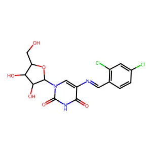 5-[(2,4-dichlorophenyl)methylideneamino]-1-[3,4-dihydroxy-5-(hydroxymethyl)oxolan-2-yl]pyrimidine-2,4-dione structure