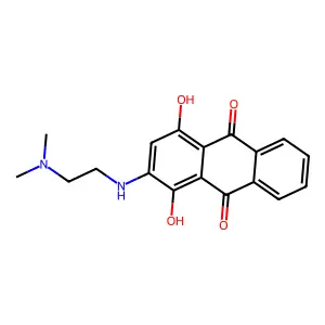 2-{[2-(Dimethylamino)ethyl]amino}-1,4-dihydroxyanthra-9,10-quinone structure