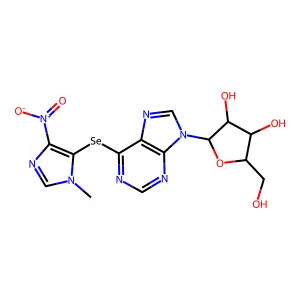 2-(hydroxymethyl)-5-[6-(3-methyl-5-nitroimidazol-4-yl)selanylpurin-9-yl]oxolane-3,4-diol structure