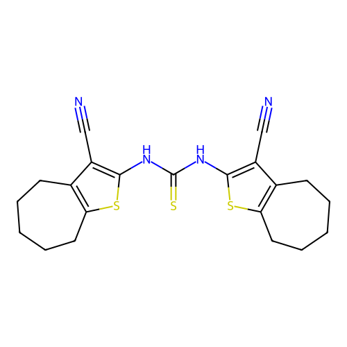 1,3-bis(3-cyano-5,6,7,8-tetrahydro-4H-cyclohepta[b]thiophen-2-yl)thiourea structure
