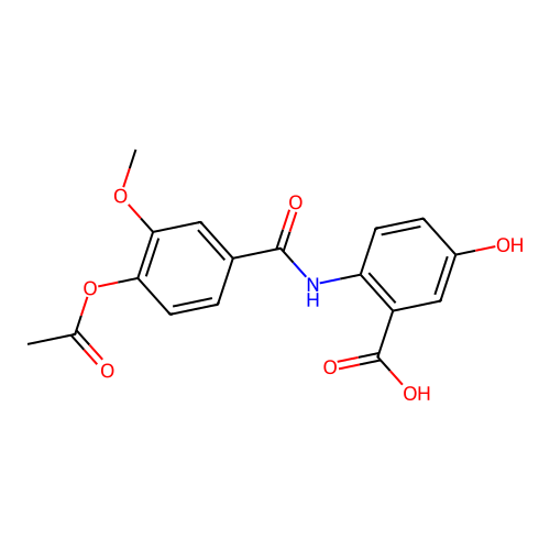 2-[[(4-Acetyloxy-3-methoxyphenyl)-oxomethyl]amino]-5-hydroxybenzoic acid structure
