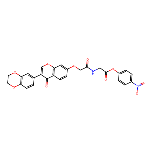 4-nitrophenyl 2-(2-((3-(2,3-dihydrobenzo[b][1,4]dioxin-6-yl)-4-oxo-4H-chromen-7-yl)oxy)acetamido)acetate structure