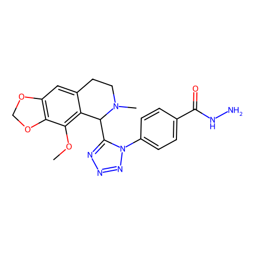 4-(5-(4-methoxy-6-methyl-5,6,7,8-tetrahydro-[1,3]dioxolo[4,5-g]isoquinolin-5-yl)-1H-tetrazol-1-yl)benzohydrazide structure