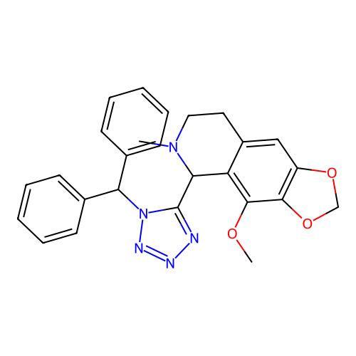 5-(1-benzhydryl-1H-tetrazol-5-yl)-4-methoxy-6-methyl-5,6,7,8-tetrahydro-[1,3]dioxolo[4,5-g]isoquinoline structure