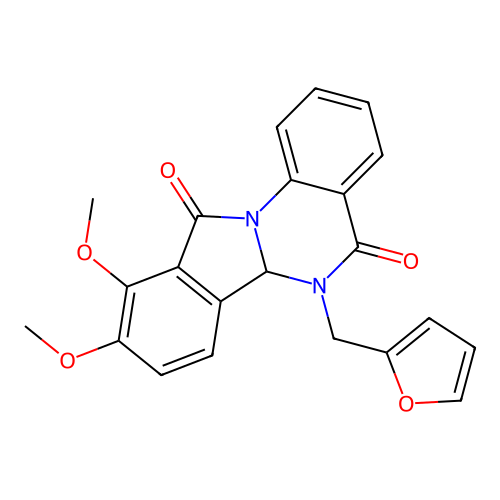 6-(furan-2-ylmethyl)-9,10-dimethoxy-6,6a-dihydroisoindolo[2,1-a]quinazoline-5,11-dione structure