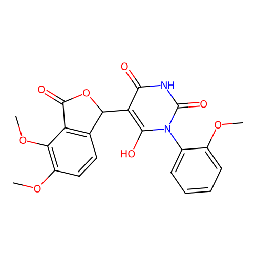 5-(4,5-dimethoxy-3-oxo-1,3-dihydroisobenzofuran-1-yl)-6-hydroxy-1-(2-methoxyphenyl)pyrimidine-2,4(1H,3H)-dione structure