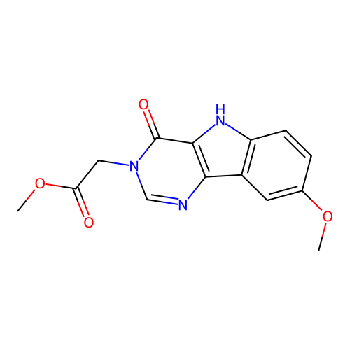 methyl 2-(8-methoxy-4-oxo-4,5-dihydro-3H-pyrimido[5,4-b]indol-3-yl)acetate structure