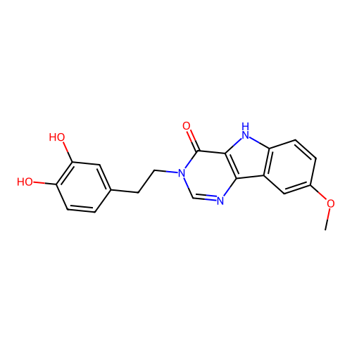 3-(3,4-dihydroxyphenethyl)-8-methoxy-3H-pyrimido[5,4-b]indol-4(5H)-one structure