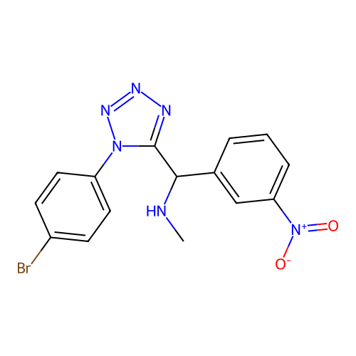 1-[1-(4-bromophenyl)-1H-tetrazol-5-yl]-N-methyl-1-(3-nitrophenyl)methanamine structure