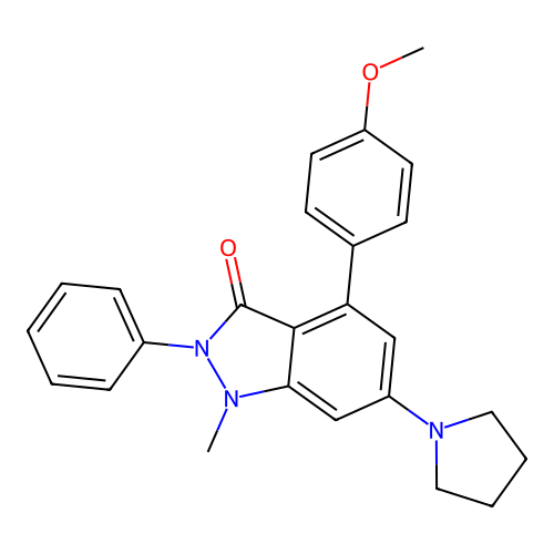 4-(4-Methoxyphenyl)-1-methyl-2-phenyl-6-pyrrolidin-1-ylindazol-3-one structure