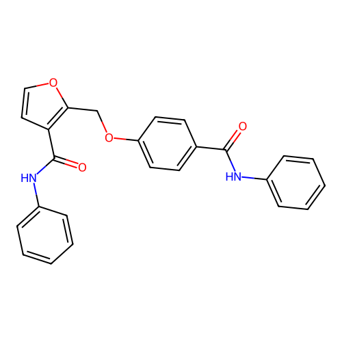 N-phenyl-2-((4-(phenylcarbamoyl)phenoxy)methyl)furan-3-carboxamide structure