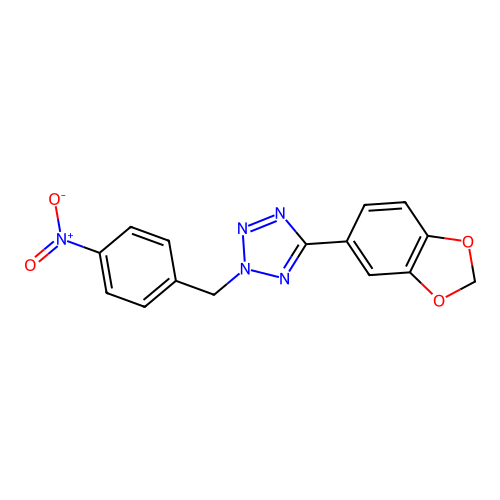 5-(1,3-benzodioxol-5-yl)-2-{4-nitrobenzyl}-2H-tetraazole structure
