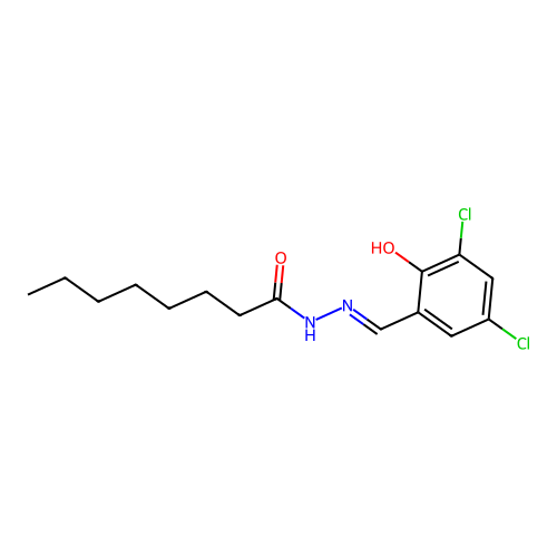 N-[(3,5-dichloro-2-hydroxyphenyl)methylideneamino]octanamide structure