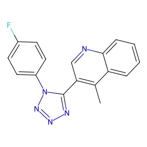 3-[1-(4-fluorophenyl)-1H-tetraazol-5-yl]-4-methylquinoline structure