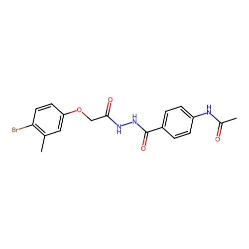 N-[4-({2-[(4-bromo-3-methylphenoxy)acetyl]hydrazino}carbonyl)phenyl]acetamide structure