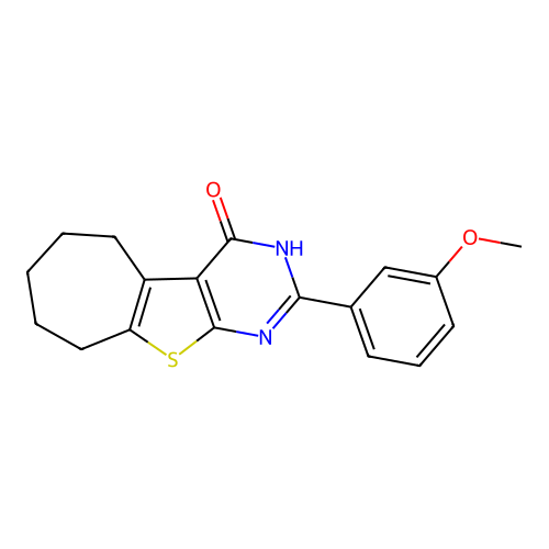2-(3-methoxyphenyl)-3,5,6,7,8,9-hexahydrocyclohepta[2,3]thieno[2,4-b]pyrimidin-4-one structure
