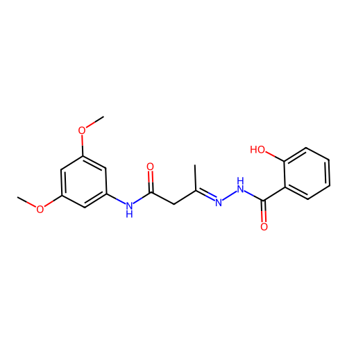 (3E)-N-(3,5-dimethoxyphenyl)-3-{2-[(2-hydroxyphenyl)carbonyl]hydrazinylidene}butanamide structure