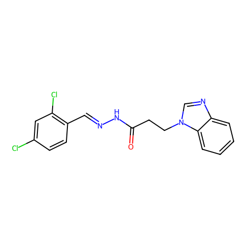 3-(1H-benzimidazol-1-yl)-N'-[(E)-(2,4-dichlorophenyl)methylidene]propanehydrazide structure