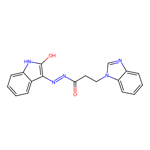3-(benzimidazol-1-yl)-N'-(2-oxoindol-3-yl)propanehydrazide structure
