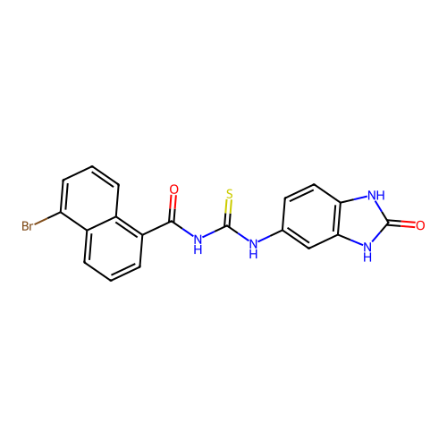 5-bromo-N-((2-oxo-2,3-dihydro-1H-benzo[d]imidazol-5-yl)carbamothioyl)-1-naphthamide structure