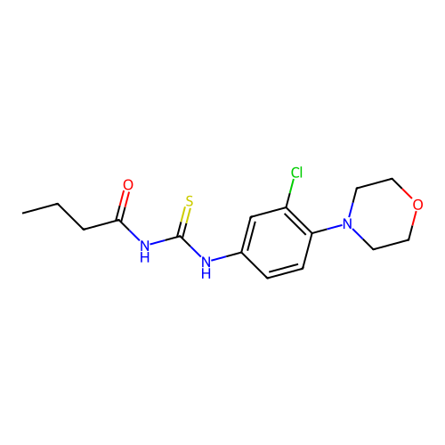 N-butyryl-N'-[3-chloro-4-(4-morpholinyl)phenyl]thiourea structure