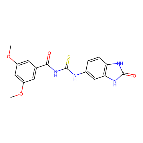 3,5-dimethoxy-N-[(2-oxo-2,3-dihydro-1H-benzimidazol-5-yl)carbamothioyl]benzamide structure
