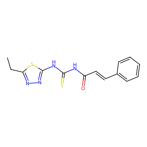 (2E)-N-[(5-ethyl-1,3,4-thiadiazol-2-yl)carbamothioyl]-3-phenylprop-2-enamide structure