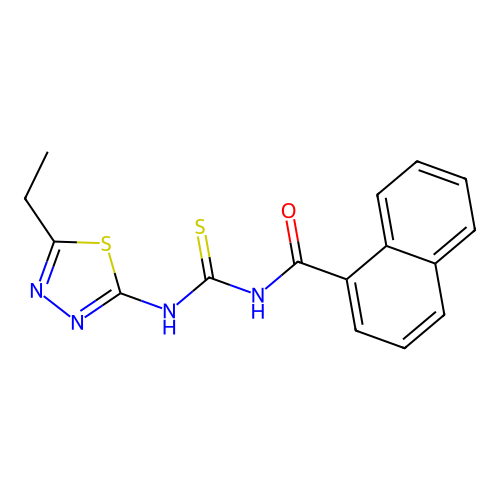 N-[(5-ethyl-1,3,4-thiadiazol-2-yl)carbamothioyl]naphthalene-1-carboxamide structure