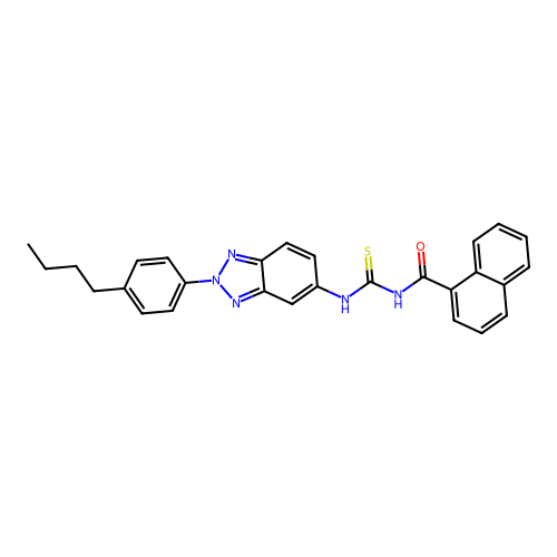 N-{[2-(4-butylphenyl)-2H-benzotriazol-5-yl]carbamothioyl}naphthalene-1-carboxamide structure