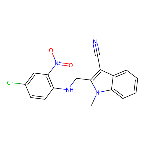 2-{[(4-chloro-2-nitrophenyl)amino]methyl}-1-methyl-1H-indole-3-carbonitrile structure