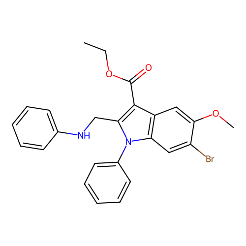 ethyl 6-bromo-5-methoxy-1-phenyl-2-[(phenylamino)methyl]-1H-indole-3-carboxylate structure