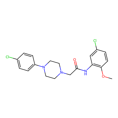 N-(5-chloro-2-methoxyphenyl)-2-[4-(4-chlorophenyl)piperazin-1-yl]acetamide structure