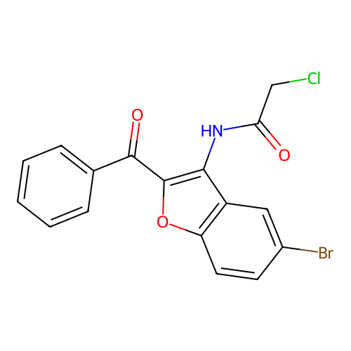 N-[5-bromo-2-(phenylcarbonyl)-1-benzofuran-3-yl]-2-chloroacetamide structure