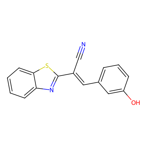 (2E)-2-(1,3-Benzothiazol-2-YL)-3-(3-hydroxyphenyl)prop-2-enenitrile structure