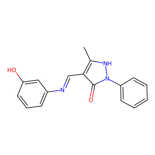 4-[(3-hydroxyanilino)methylidene]-5-methyl-2-phenylpyrazol-3-one structure