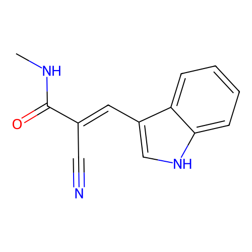 (2E)-2-cyano-3-(1H-indol-3-yl)-N-methylprop-2-enamide structure