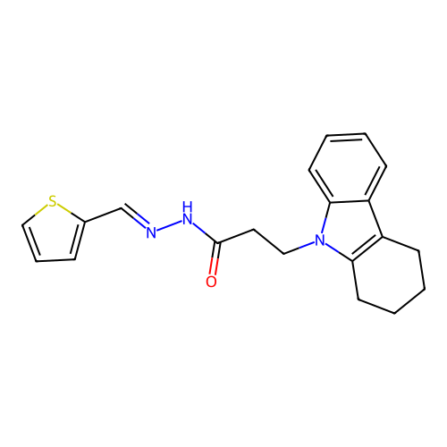 3-(1,2,3,4-Tetrahydro-9H-carbazol-9-YL)-N'-(2-thienylmethylene)propanohydrazide structure