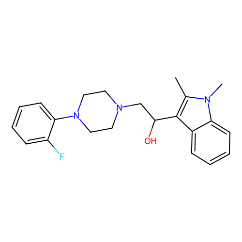 1-(1,2-dimethyl-1H-indol-3-yl)-2-(4-(2-fluorophenyl)piperazin-1-yl)ethanol structure