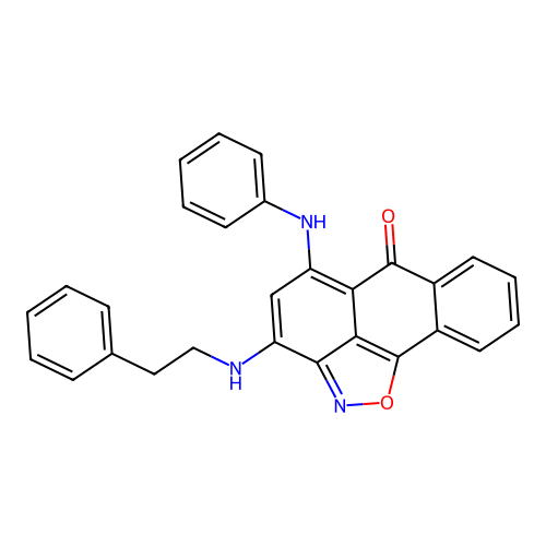 3-(phenethylamino)-5-(phenylamino)-6H-anthra[1,9-cd]isoxazol-6-one structure