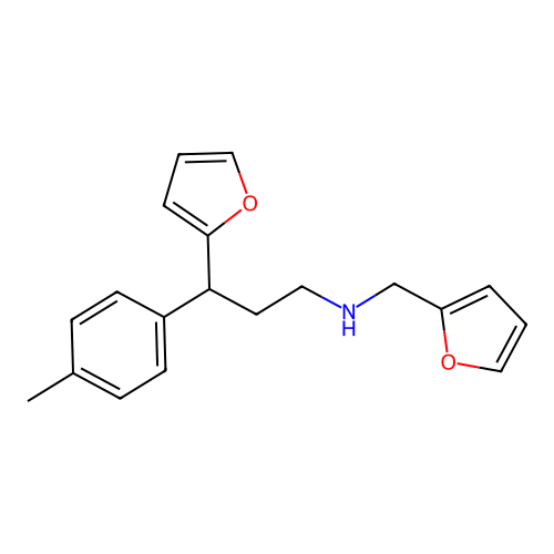 3-(furan-2-yl)-N-(furan-2-ylmethyl)-3-(4-methylphenyl)propan-1-amine structure