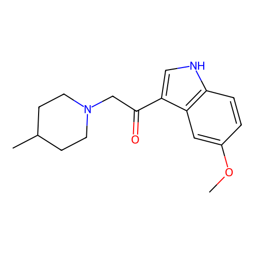 1-(5-methoxy-1H-indol-3-yl)-2-(4-methylpiperidin-1-yl)ethanone structure