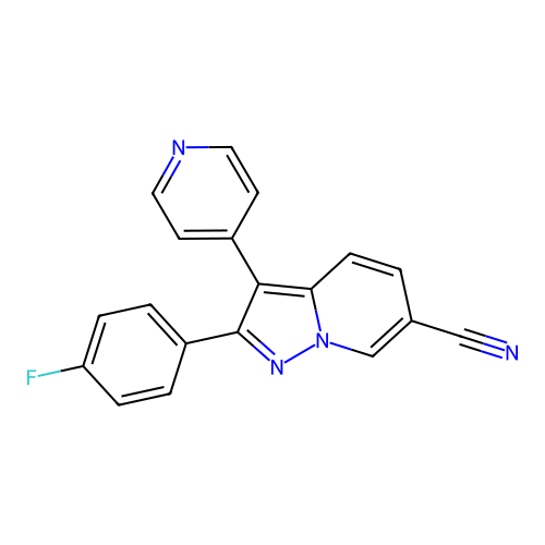 6-Cyano-2-(4-fluorophenyl)-3-(4-pyridinyl)pyrazolo[1,5-a]pyridine structure