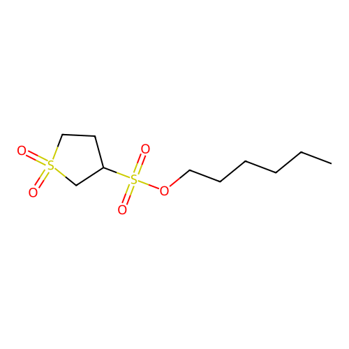 Hexyl 1,1-dioxothiolane-3-sulfonate structure