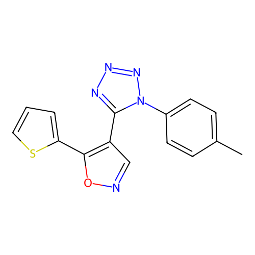 1-(4-methylphenyl)-5-(5-thien-2-ylisoxazol-4-yl)-1H-tetraazole structure