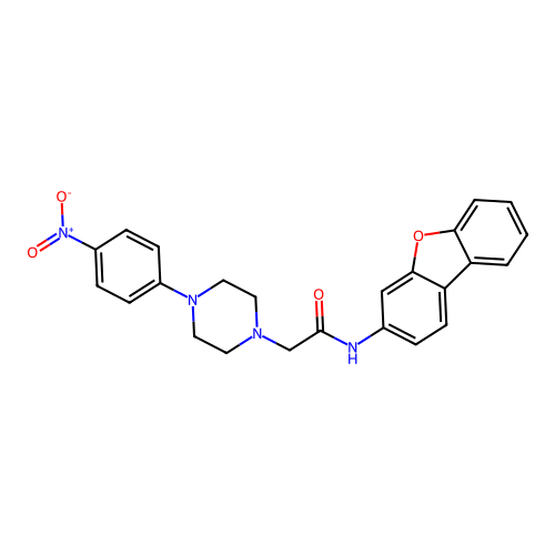 N-(dibenzo[b,d]furan-3-yl)-2-(4-(4-nitrophenyl)piperazin-1-yl)acetamide structure