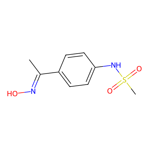 N-{4-[1-(hydroxyamino)ethylidene]cyclohexa-2,5-dien-1-ylidene}methanesulfonamide structure