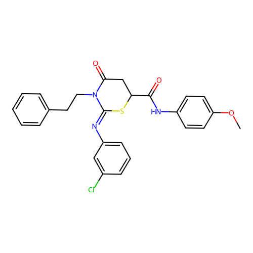 (2Z)-2-[(3-chlorophenyl)imino]-N-(4-methoxyphenyl)-4-oxo-3-(2-phenylethyl)-1,3-thiazinane-6-carboxamide structure